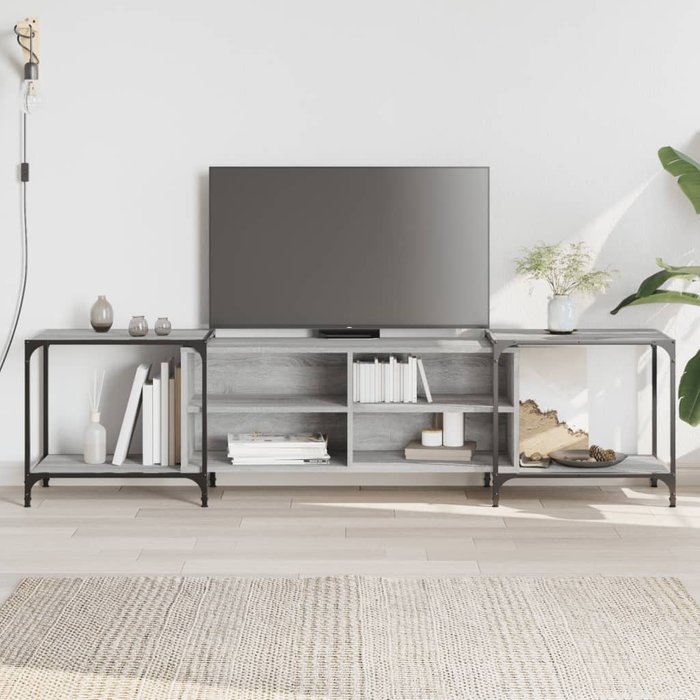 Mueble de tv sonoma gris 203x37x50 cm madera de ingeniería