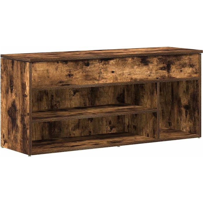 Banco zapatero madera de ingeniería roble ahumado 102x30,5x45cm - comfortxl