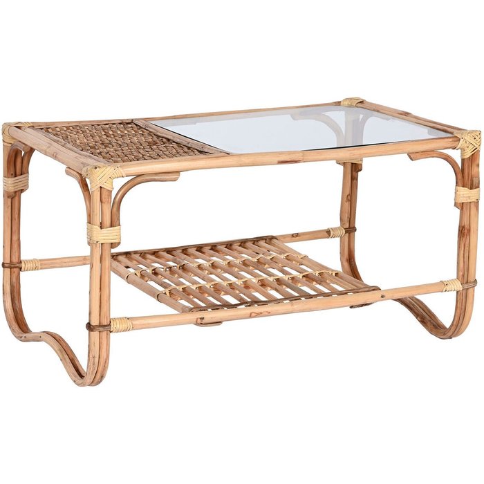 Mesa de centro home esprit natural bambú ratán 76 x 46 x 40 cm