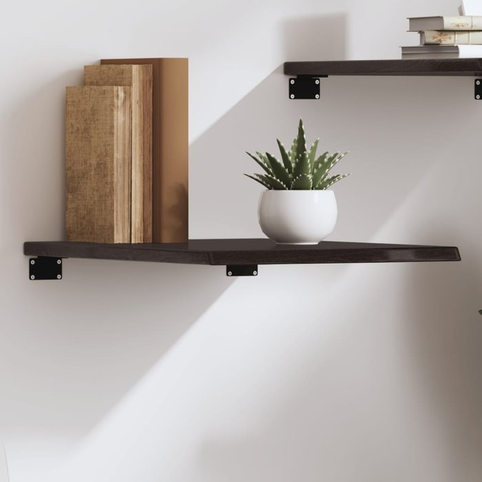 Estantería de pared marrón oscuro de 40x50x2 cm, madera maciza de roble tratada.