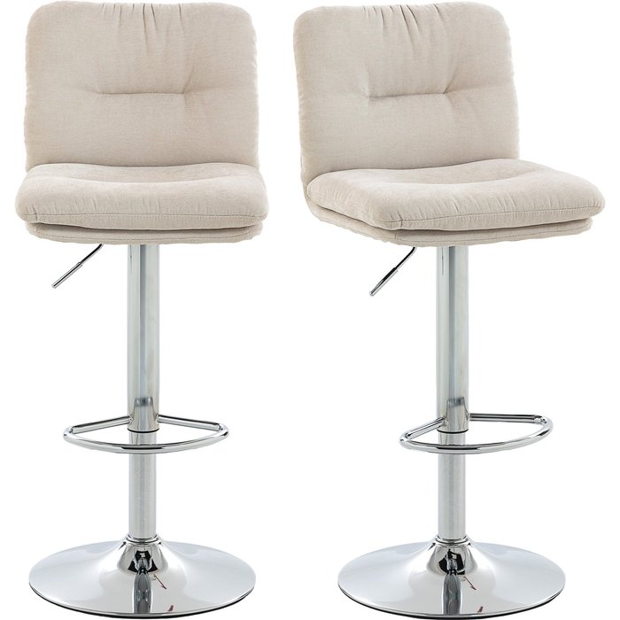 Conjunto 2 taburetes bar giratorios altura ajustable 64-86cm lino beige