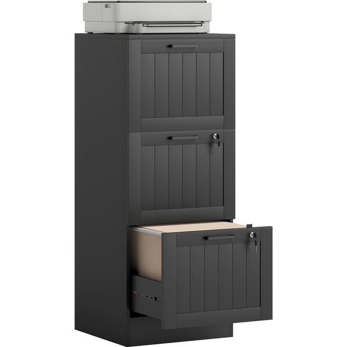 Cajonera móvil oficina 3 cajones a4 con cerradura 40x40x101cm negro