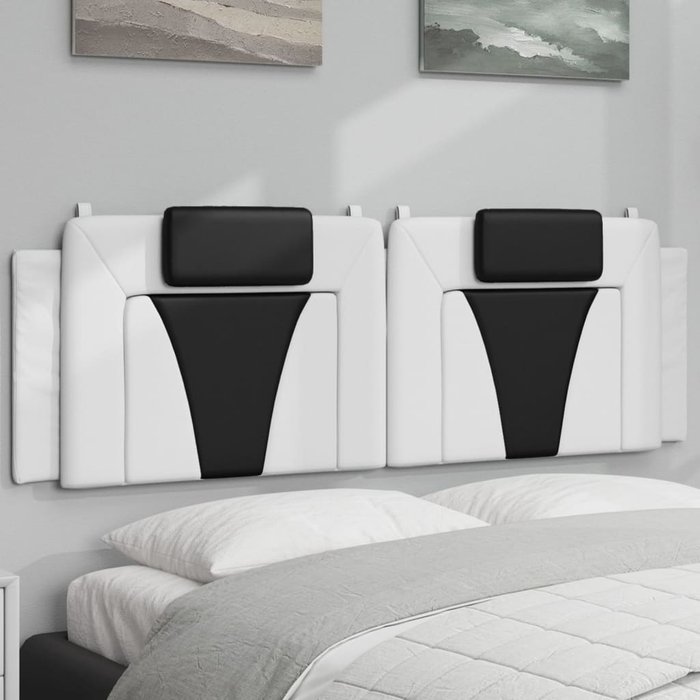 Cabecero de cama acolchado viana cuero sintético blanco negro 160 cm