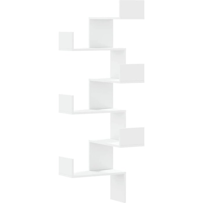 Estantería esquinera de madera laminada blanca 45x45x147 cm - comfortxl