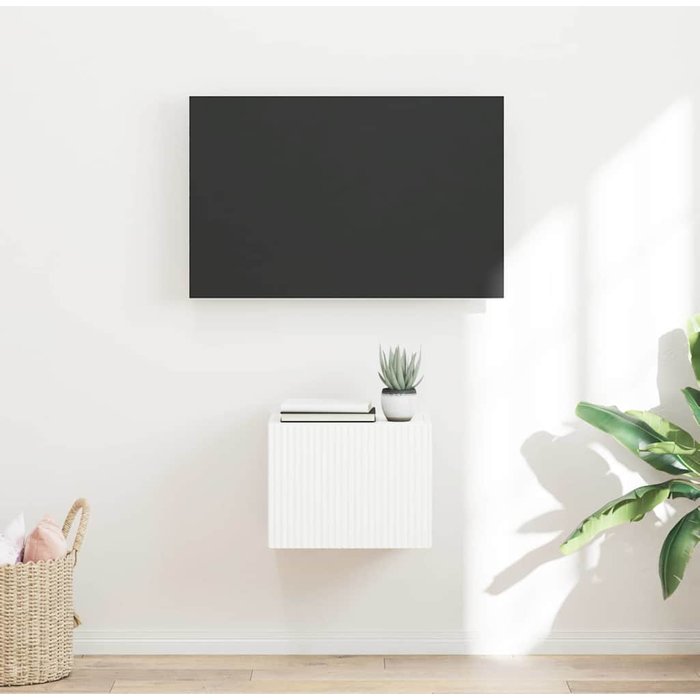 Mueble de tv de pared blanco, 60 x 31 x 29,5 cm, madera de ingeniería