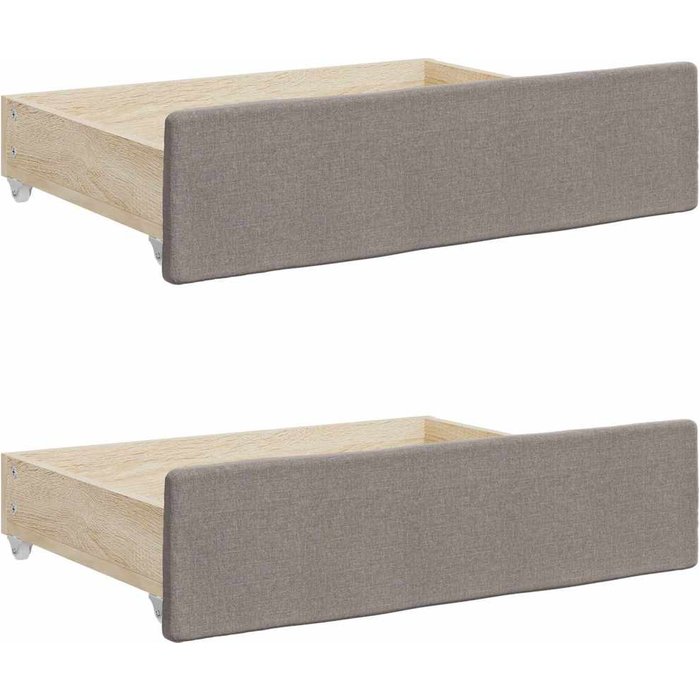 Cajones de cama 2 uds madera de ingeniería y tela gris taupe