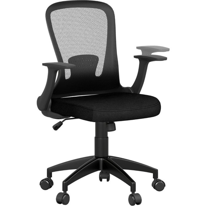 Silla de oficina ergonómica con brazos abatibles y soporte lumbar