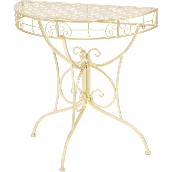 Mesa auxiliar vintage semicircular de metal 72x36x74 cm dorado