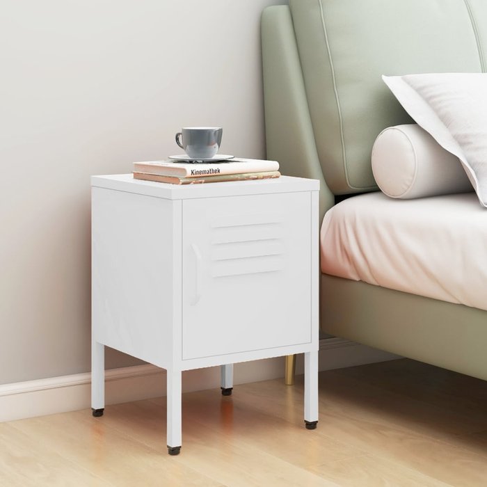 Maison exclusive - mesita de noche acero blanco 35x35x51 cm