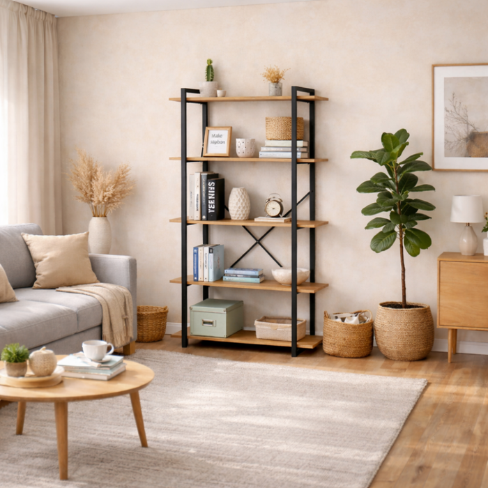 Tydo estantería de 5 estantes 150 cm roble y negro