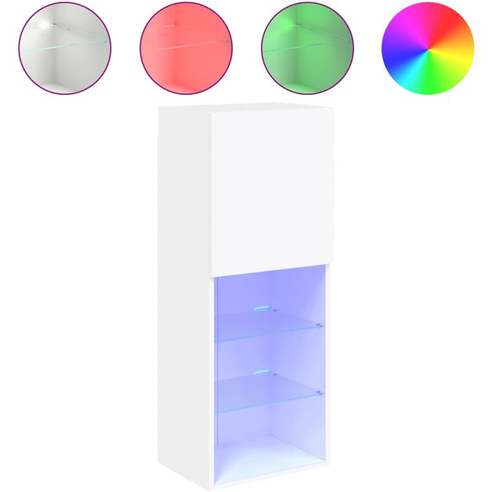 Mueble de tv con luces led blancas 40,5x30x102 cm - comfortxl