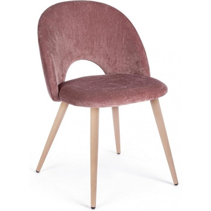 Silla de comedor de fibra sintética, terciopelo rosa