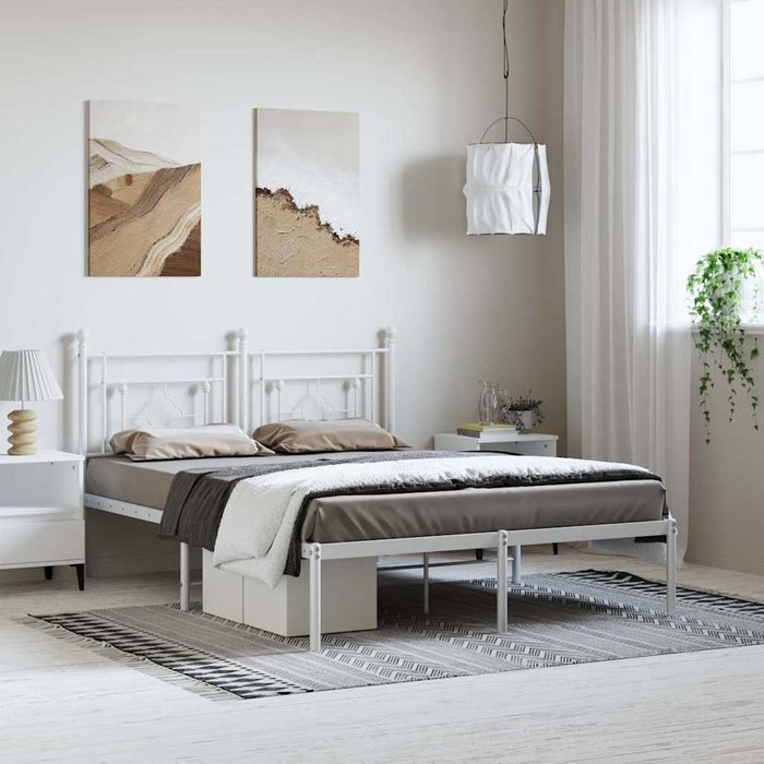 Estructura cama sin colchón con cabecero metal blanco 193x203cm vidaxl