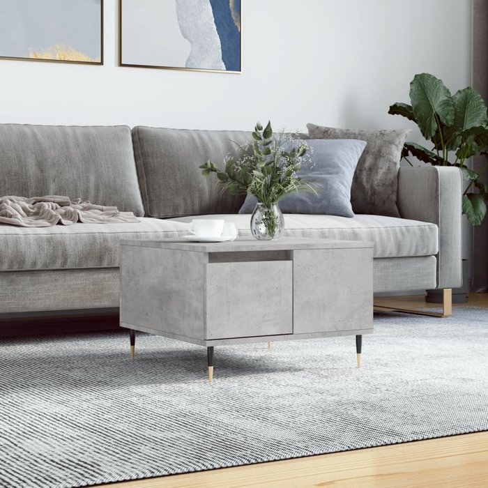 Mesa de centro gris hormigón 55x55x36,5 cm de madera contrachapada