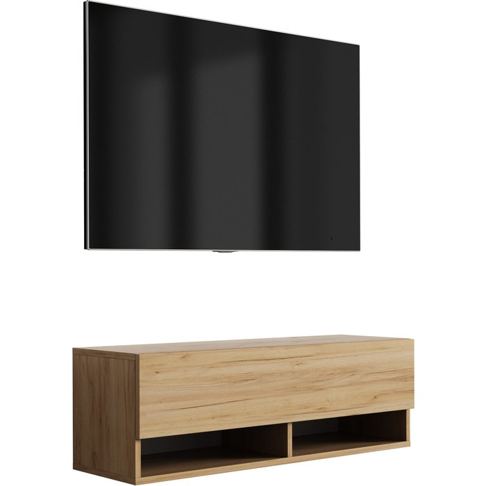 Mueble tv : roble craft, 100 × 32 × 34 cm
