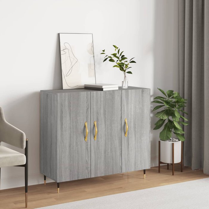 Aparador de madera de ingeniería gris sonoma 90x34x80 cm - comfortxl