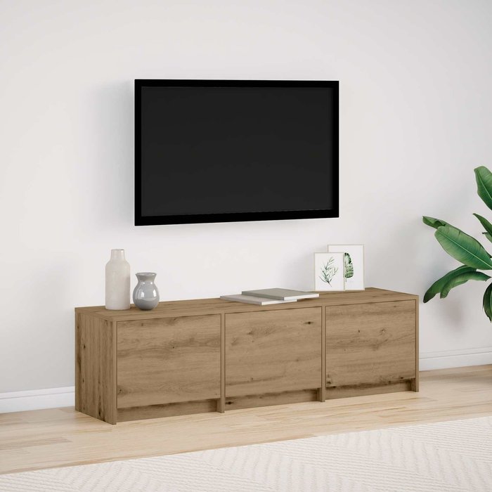 Mueble de tv de roble hecho a mano, 140 x 34 x 40 cm, madera de ingeniería