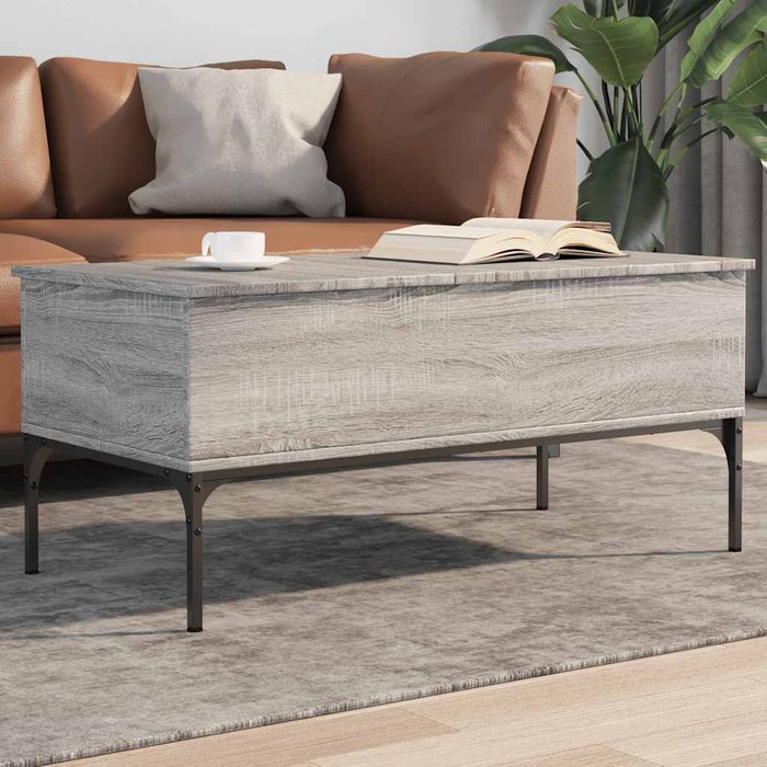 Mesa de centro madera ingeniería metal gris sonoma 100x50x45cm vidaxl