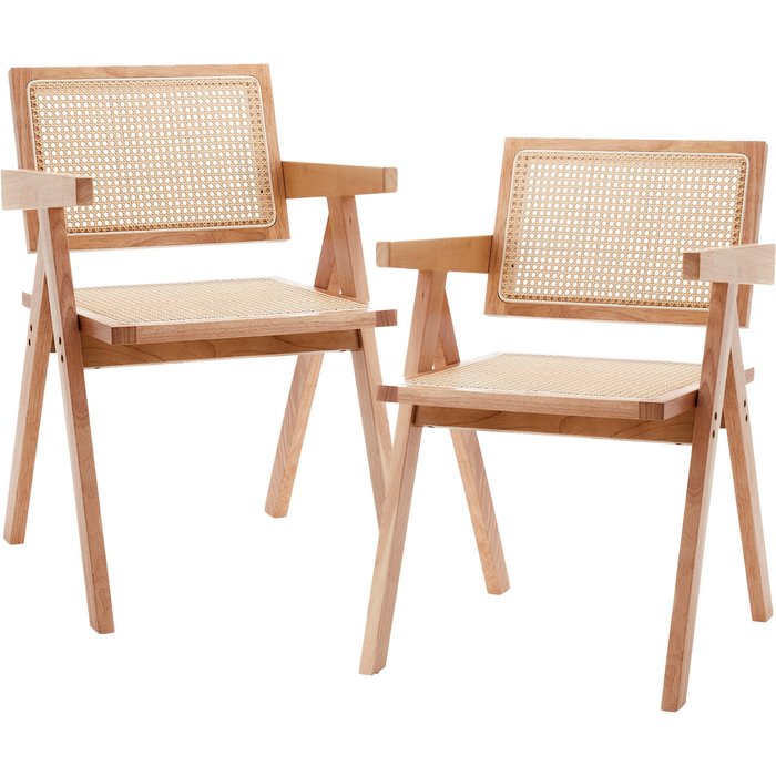 Pack de 2 mamba sillas de comedor silla salón en madera y ratán