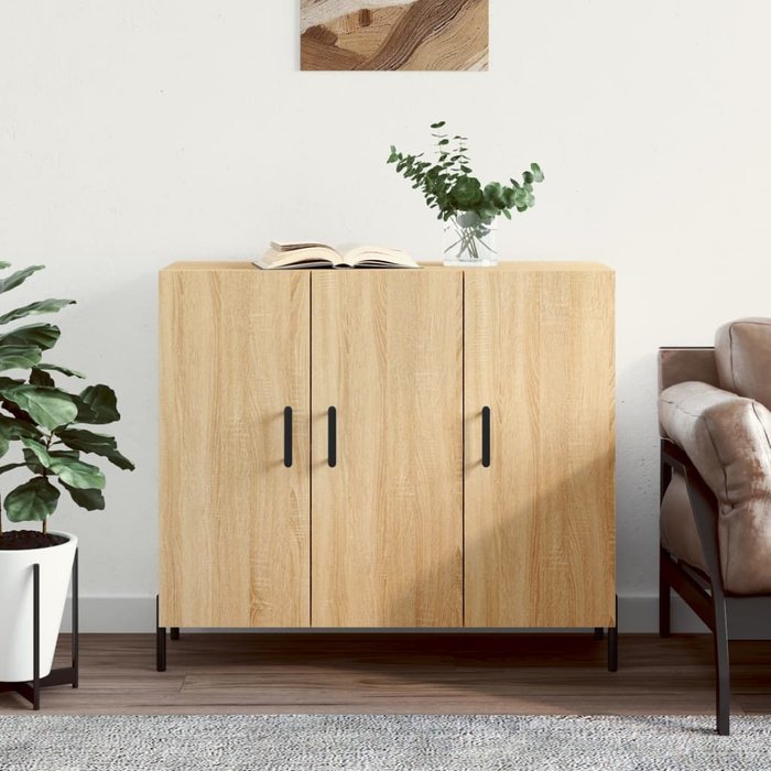 Vidaxl aparador de madera de ingeniería roble sonoma 90x34x80 cm