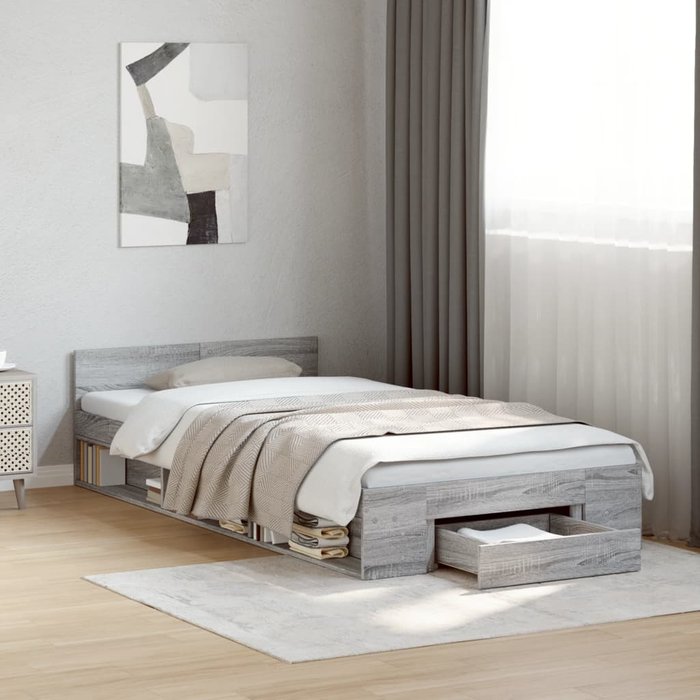 Maison exclusive - cama con cajón madera de ingeniería gris sonoma 75x190 cm