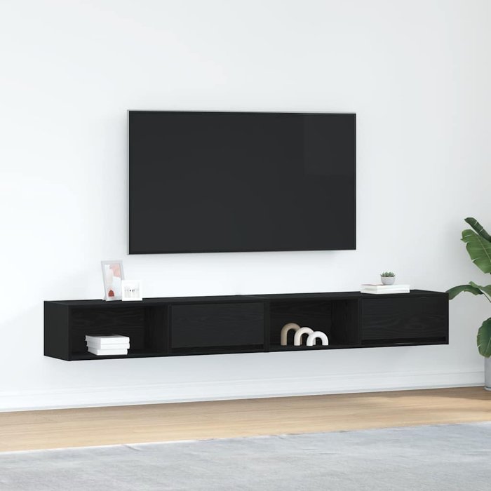 Muebles de tv 2 uds roble negro 100x31x25,5cm madera ingeniería