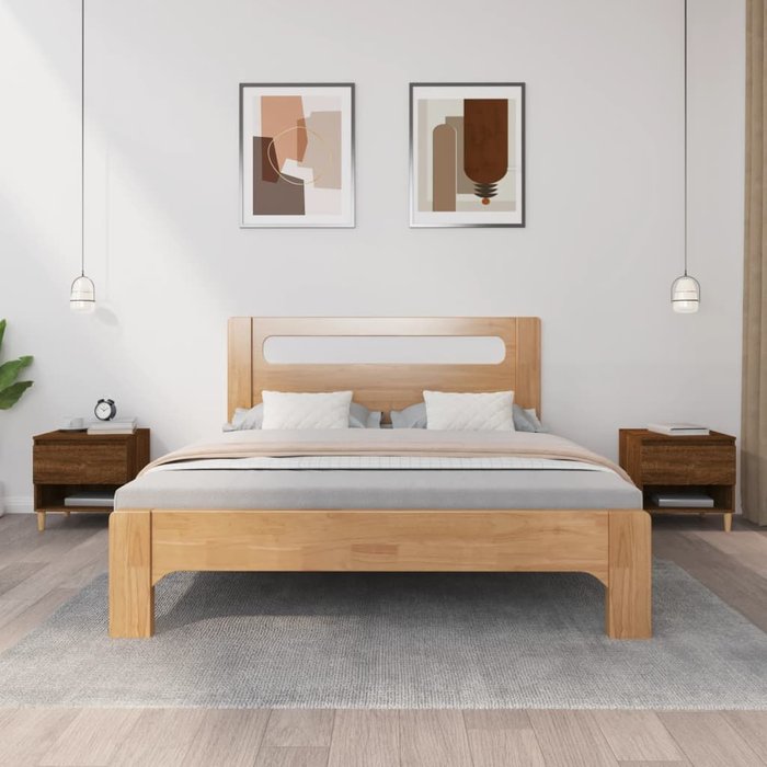 Maison exclusive - mesitas de noche 2 uds contrachapada roble marrón 50x46x50 cm