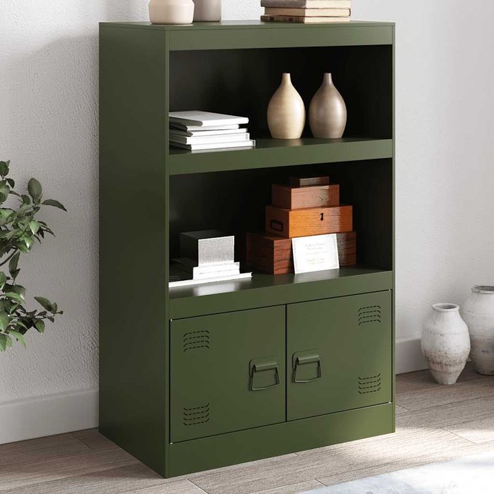 Aparador de acero verde oliva 67x39x107 cm vidaxl