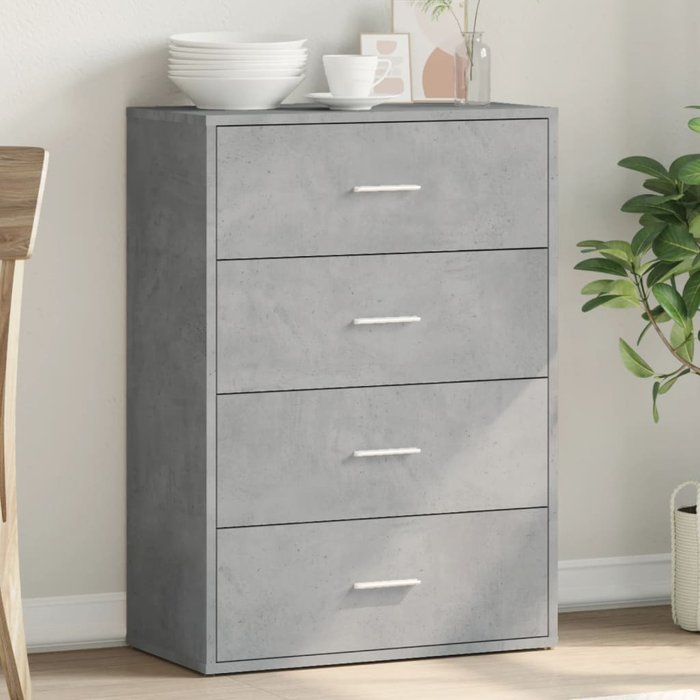 Aparador gris cemento 60x31x84 cm madera contrachapada