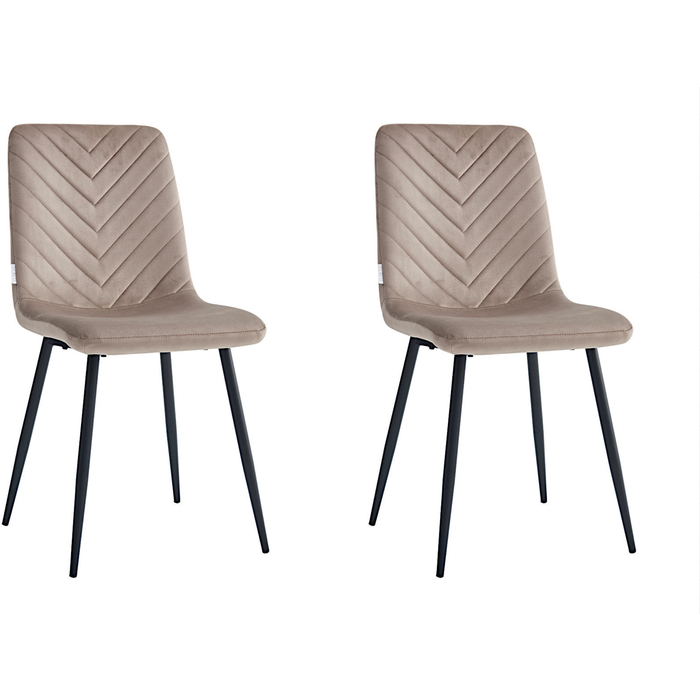 Pack 2 sillas de comedor bianca moca tejido terciopelo con patas de metal negro