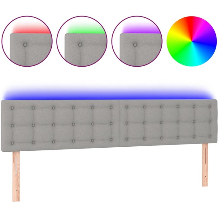 Cabecero cama - mueble cabecero con led de tela gris claro 200x5x78/88 cm