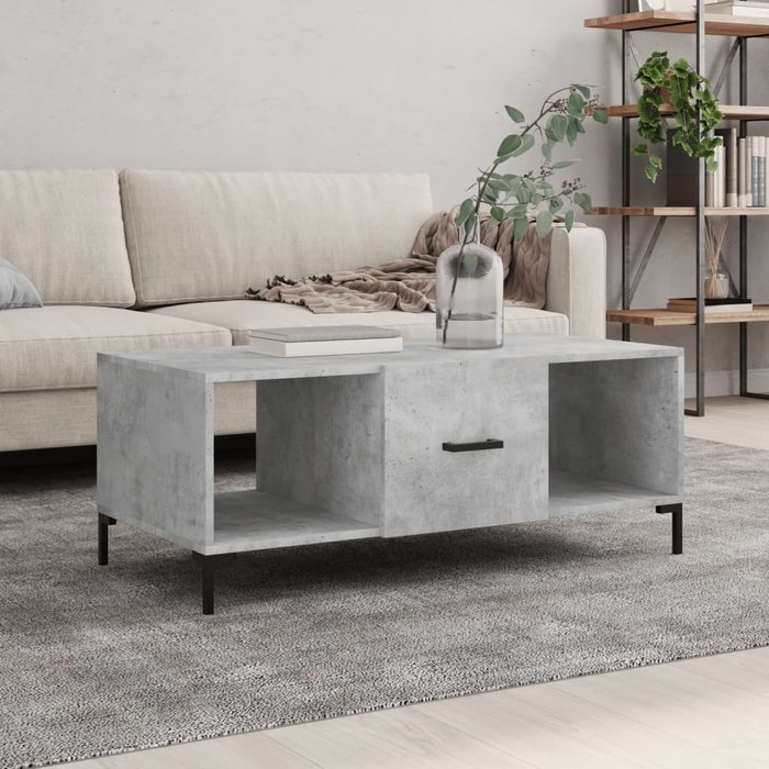 Mesa de centro gris cemento 102x50x40 cm madera contrachapada