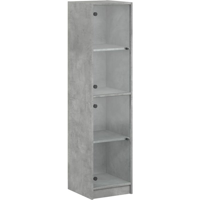 Aparador con puertas de vidrio gris hormigón 35x37x142 cm - comfortxl