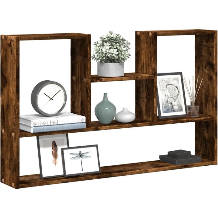 Estante de pared de roble ahumado 99x15x60 cm madera contrachapada