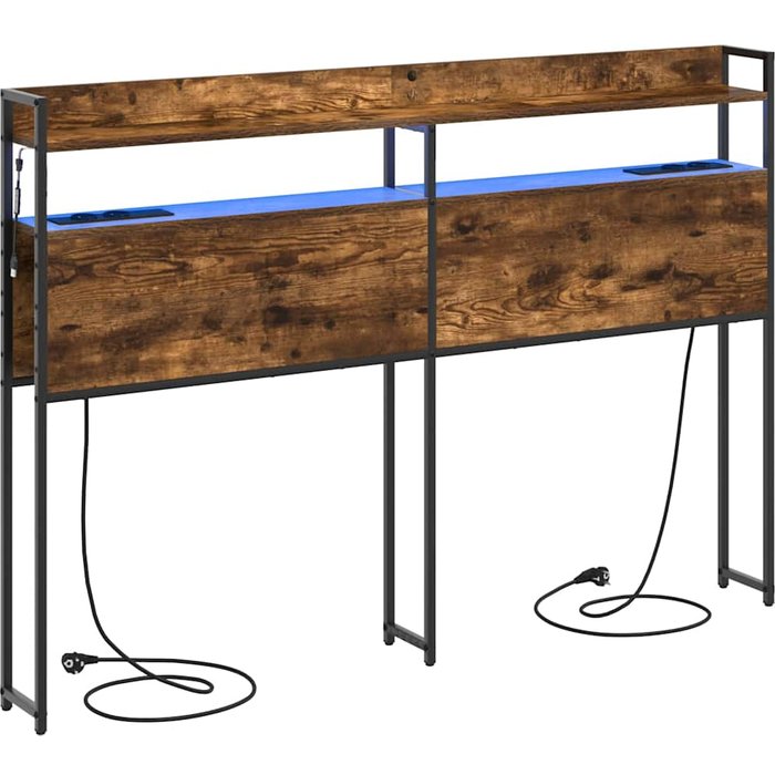 Cabecera de almacenamiento roble ahumado 120 cm