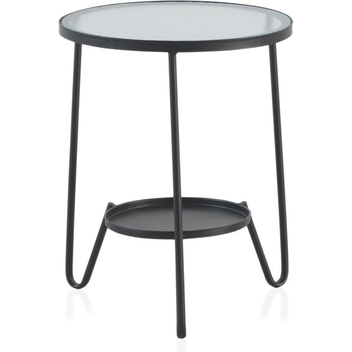 Mesa auxiliar metal con cristal