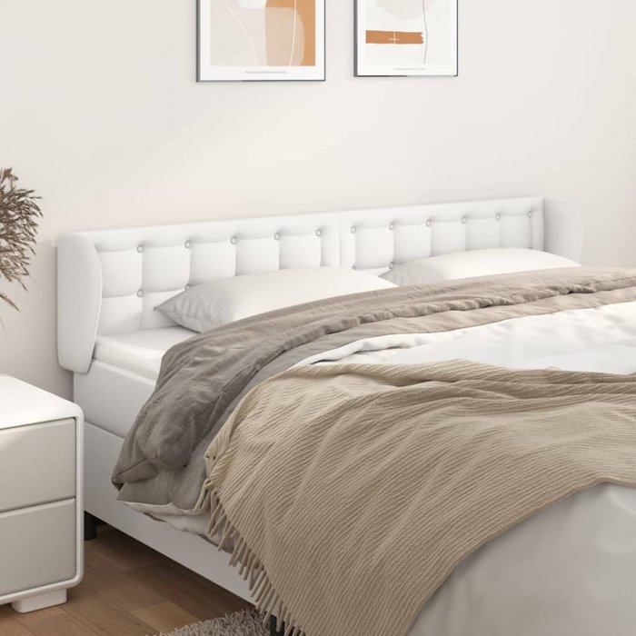 Cabecero con orejas blanco 183x23x78/88 cm polipiel