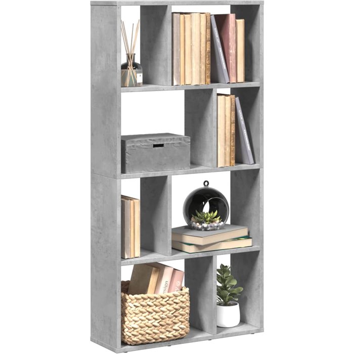 Librería gris hormigón 60x20x120 cm de madera contrachapada