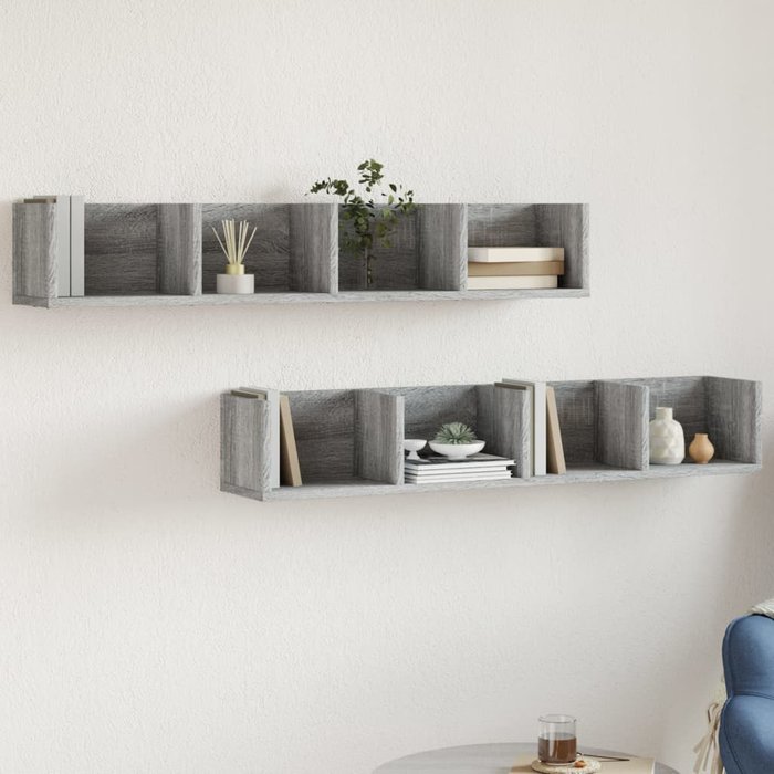 Armarios de pared sonoma grey de 2 piezas, 99x18x16,5 cm, madera de ingeniería.