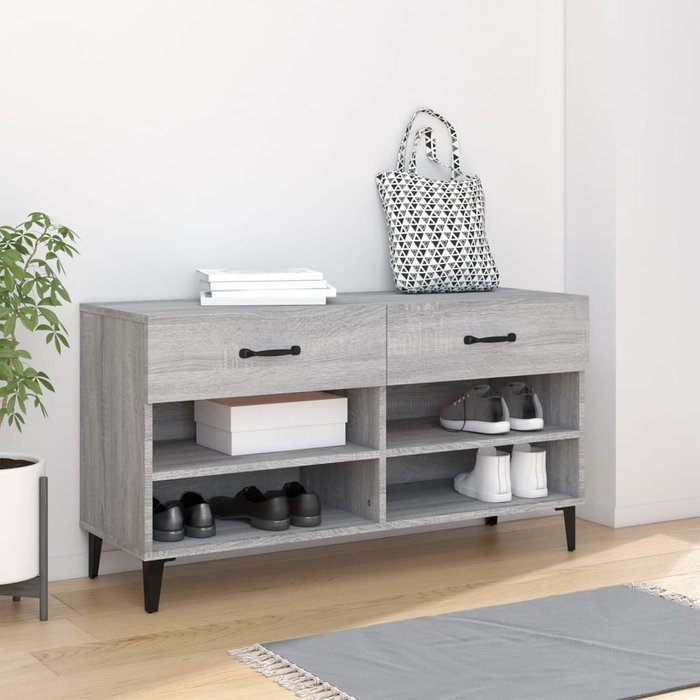 Zapatero sonoma gris 102x35x55 cm madera contrachapada