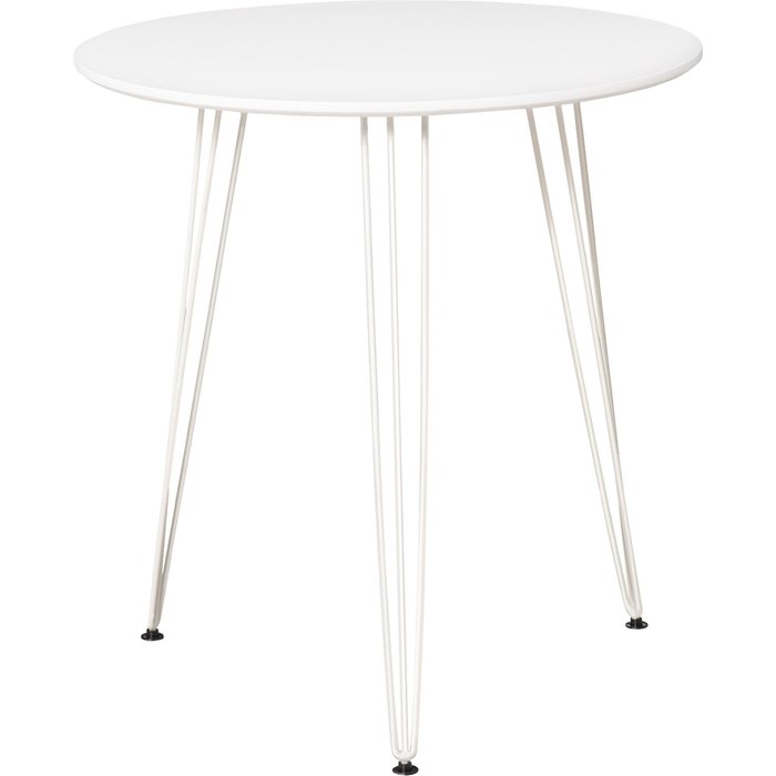 Mesa redonda blanca ø70cm patas tenedor metálicas estilo moderno cocina salón