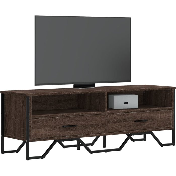 Mueble tv roble marrón 122x34x41 cm madera contrachapada