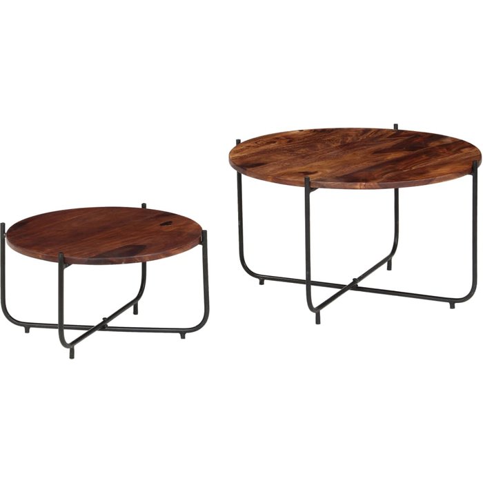 Set de mesas de centro 2 uds madera maciza de sheesham 60x35 cm - comfortxl