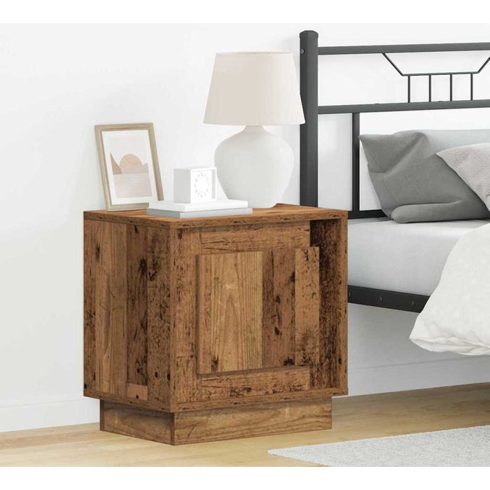 Mesilla de noche, 2 piezas, madera antigua, 44 x 34,5 x 45 cm