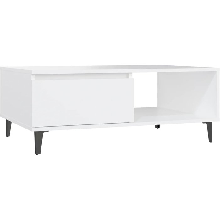 Mesa de centro madera contrachapada blanco 90x60x35 cm - comfortxl