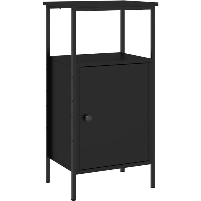 Mesita de noche negra 41x31x80 cm de madera contrachapada