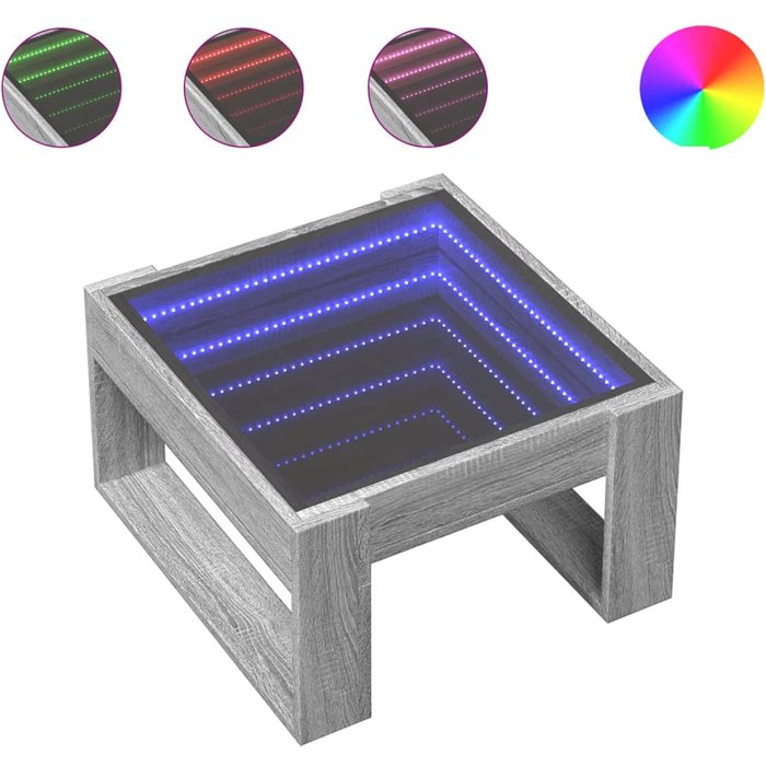 Mesa de centro led infinity sonoma gris 50x53x30 cm - comfortxl