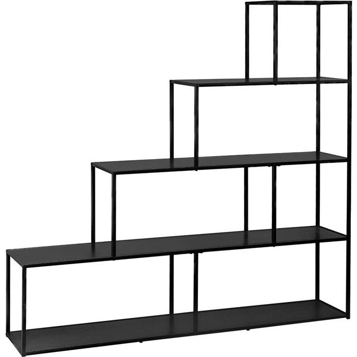 Estantería escalera de metal con 4 niveles negro - 160x30x157 cm