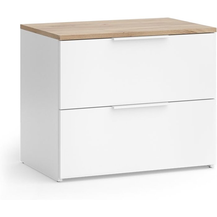 Vicco cómoda wido, blanco/sonoma, 60 x 50 cm con 2 cajones