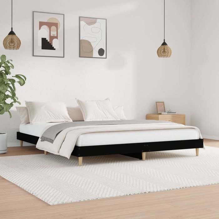 Vidaxl estructura de cama madera de ingeniería negra 120x200 cm